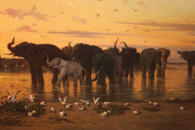 African Elephants by Charles Émile de Tournemine